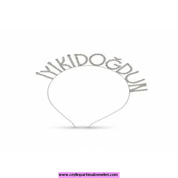 Taşlı İyi Ki Doğdun Gümüş Taç